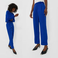 Tuckernuck NEW Sapphire Blue Duncan Pleated Straight Leg Trouser Pant Size M