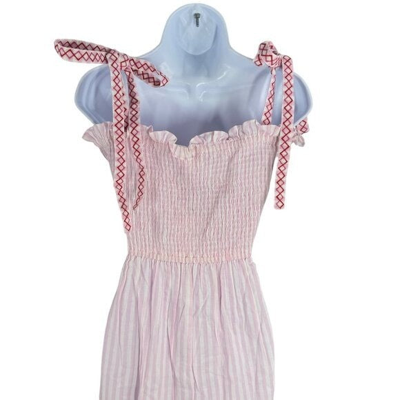 Pink City Prints NEW Candyfloss Stripe Jessica Smocked Bow Tie Maxi Dress XL