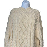 Hyacinth House NEW Cream Whistler Chunky Cable Knit Sweater Dress Size M