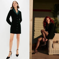 Pomander Place NEW Green Velvet Stacie Blazer Formal Retro Mini Dress Size 8