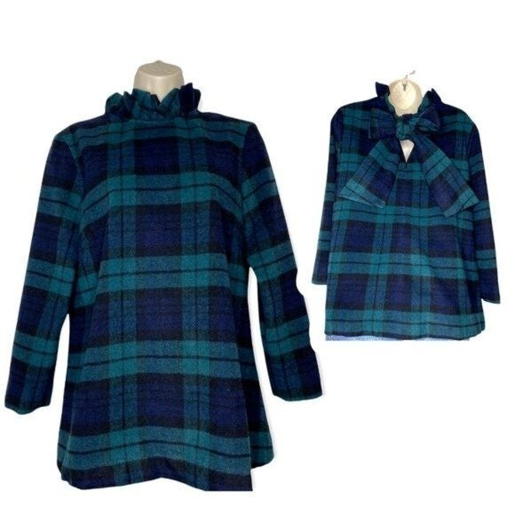 Tuckernuck | NEW Blackwatch Plaid Schoolgirl Bow Wool Faye Blouse Size XS