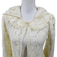 LoveShackFancy NEW Makena RARE Lace Peter Pan Cape Overcoat Ivory Womens Size S