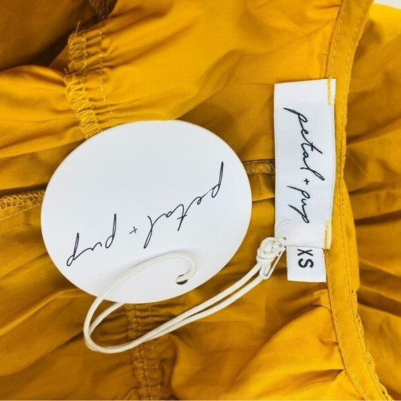 Petal & Pup NEW Dani Long Sleeve Cotton Maxi Dress in Mustard Yellow Size XS