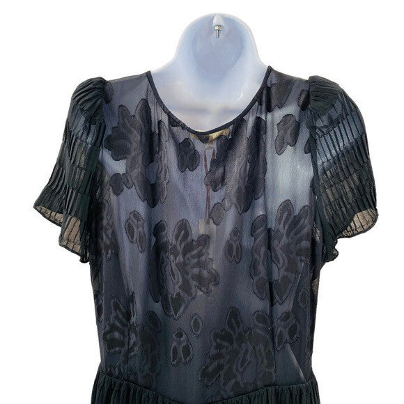 LoveShackFancy Patrona Pleated Lace Little Black Mini Party Dress Size 12