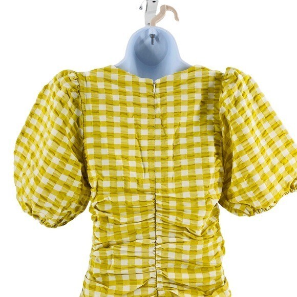 Petal and Pup NEW Tenice V Neck Gingham Puff Sleeve Mini Dress Green Size XS