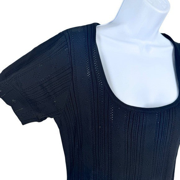 Tuckernuck NEW Black Pointelle Scoop Neck A Line Knit Ryder Maxi Dress Size M