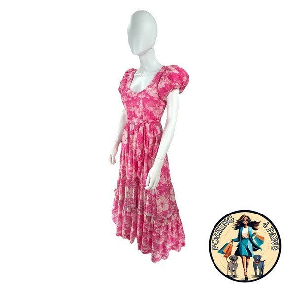 LoveShackFancy | NEW Karalie Silk Blend Maxi Dress in Holiday Sun Fuchsia Size 2