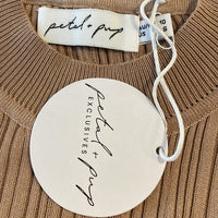 Petal and Pup NEW Milleri Long Sleeve Open Back Ribbed Dress in Camel Tan Size 6