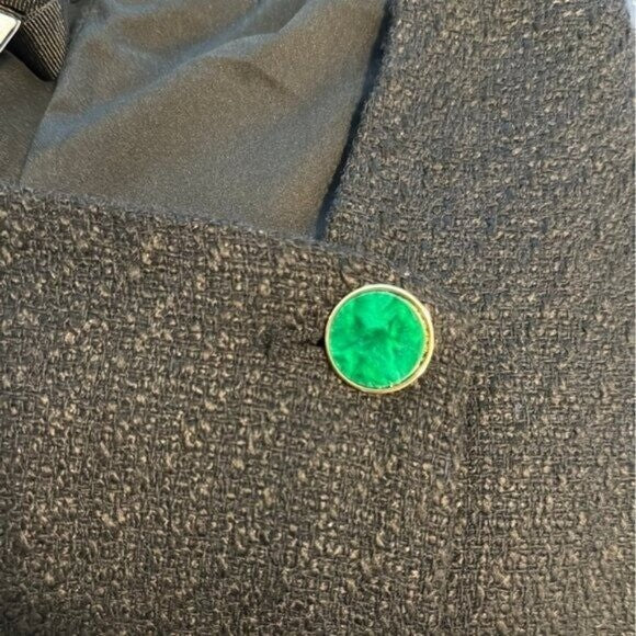 Pomander Place NEW Black Tweed Retro Winslet Green Button Mini Dress Size XXL