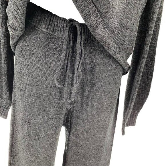 SNDYS NEW Majid Loungewear Black Two Piece Matching Set Sweater Trousers Size M