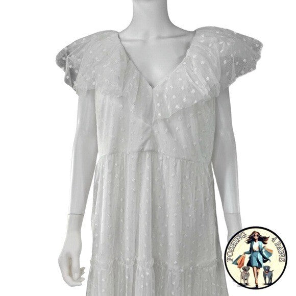 Tuckernuck | NEW White Onyx Tulle Giselle Formal Embroidered Maxi Gown Size S