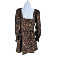 Hyacinth House NEW Black Multi Floral Spencer Long Sleeve Mini Dress Size S
