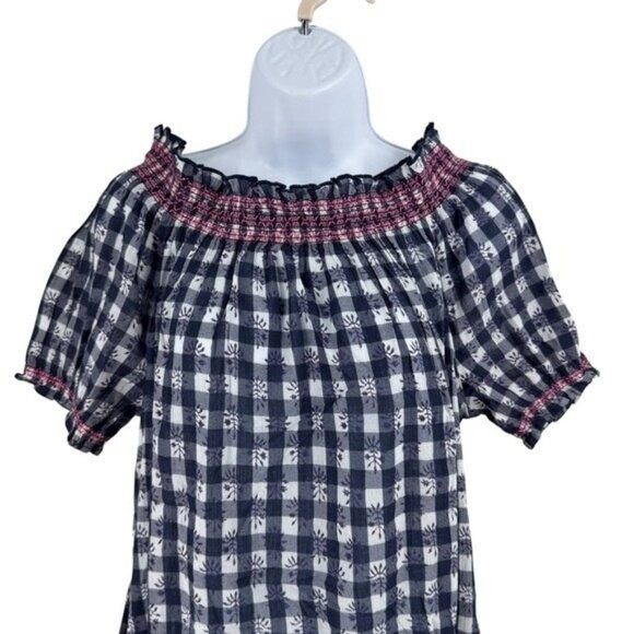 Tuckernuck NEW Tnuck Beach Embroidered Blue Check Gingham Toulon Coverup Size M