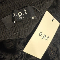 O.P.T. NEW Black Wednesday Cotton Eyelet Puff Sleeve Midi Dress Size XS