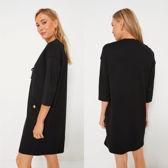 Tuckernuck NEW Black Lace Up Short Sleeve Ellington Classy Mini Dress Size M