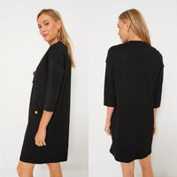 Tuckernuck NEW Black Lace Up Short Sleeve Ellington Classy Mini Dress Size M