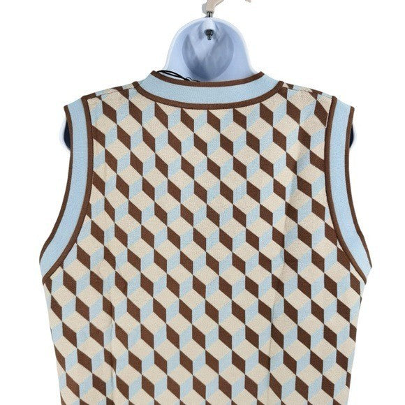 Tuckernuck NEW Tan Ocean Spray Knit Geo Marie Sleeveless Mini Dress Size XXL