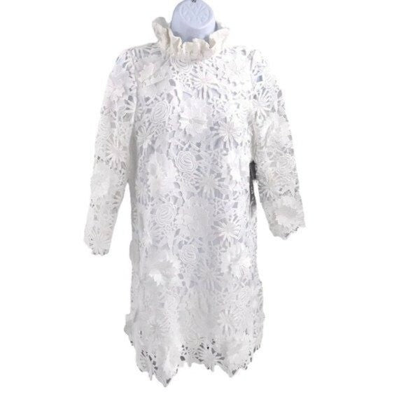 Tuckernuck NEW Blanc Guipure Lace Daphne Preppy Formal Mini Dress Size L
