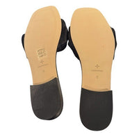 Tuckernuck NEW Black Raffia Britt Square Toe Knot Slip On Flat Sandal Size 6
