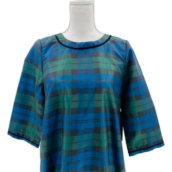 Tuckernuck | NEW Jamie Velvet Trimmed Plaid Blackwatch Midi Dress Size XS