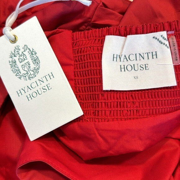 Hyacinth House NEW Red Rouge Scoop Neck Short Sleeve Bubble Blouse Top Size XS