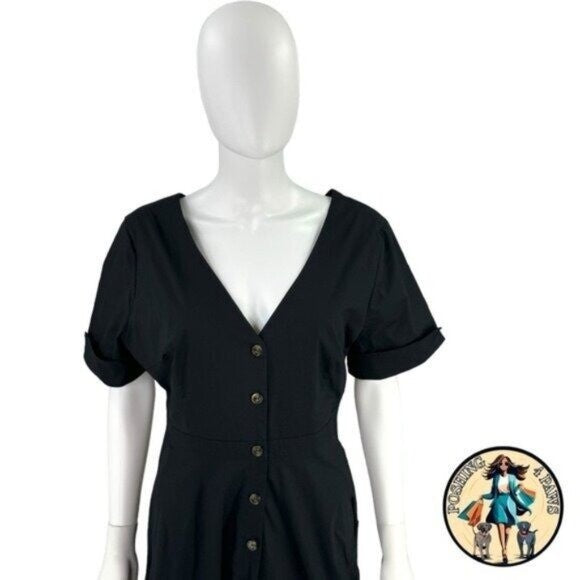 Tuckernuck | NEW Black Kate Short Sleeve Fit and Flare Maxi Dress Size XS