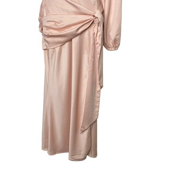 MISHA NEW Maryan One Shoulder Formal Cut Out Midi Dress in Rose Pink Size 6