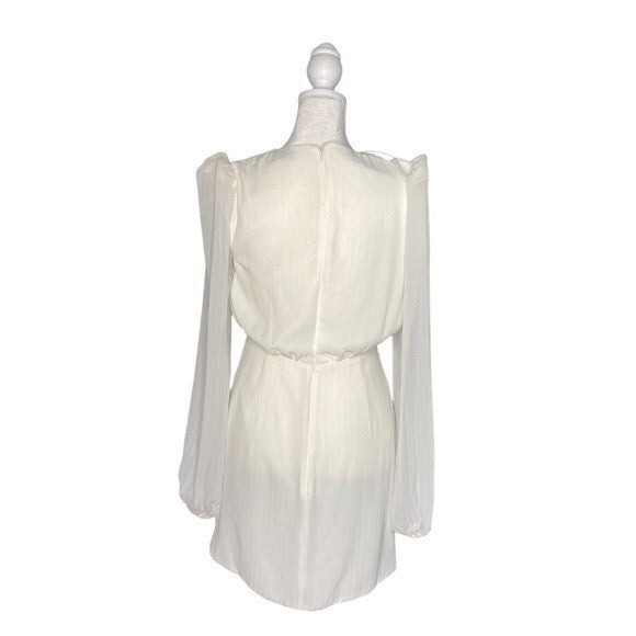 NBD NEW Arijana Cut Out Formal Party Long Sleeve Mini Dress in White Size S