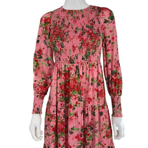 Tuckernuck NEW Pink Peony Meadows Libby Long Sleeve Maxi Dress Size XXS