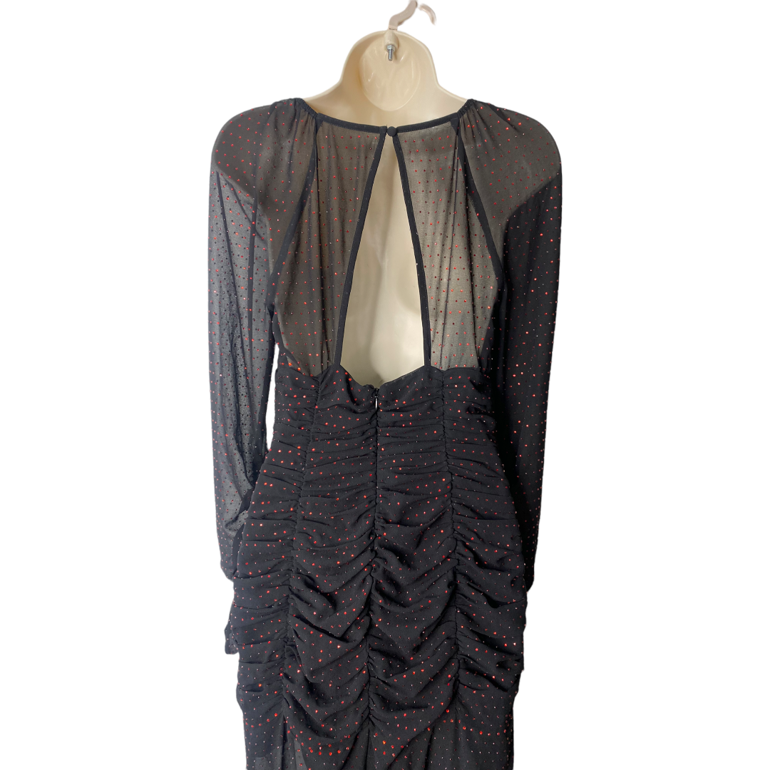 NEW DUNDAS X REVOLVE Stardust Rhinestone Black Semi Sheer Maxi Dress Size S