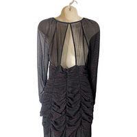 NEW DUNDAS X REVOLVE Stardust Rhinestone Black Semi Sheer Maxi Dress Size S