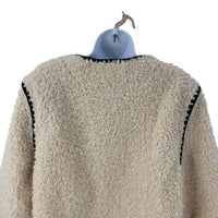 Hyacinth House NEW Cream Textured Scalloped Edge Jacket Teddy Coat Size Large