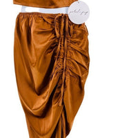 Mable x Petal and Pup NEW Angelique Open Back Satin Cognac Matching Set Size S