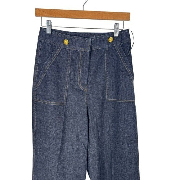 Tuckernuck x India Hicks NEW Dark Denim Palladium Wide Flare Leg Jeans Size 4