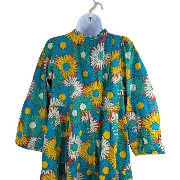 Tuckernuck NEW Salty Paloma Blue Daisy Retro Long Sleeve Caftan Size M