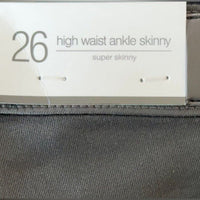 7 For All Mankind | NEW High Waist Ankle Skinny Black Coated Denim Jeans Size 26