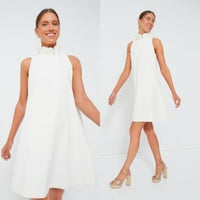 Tuckernuck NEW Ivory Blythe Bow Ruffle Sleeveless Preppy Mini Dress Size XS