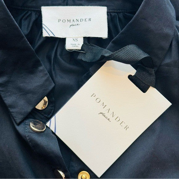 Pomander Place NEW Black Oakley Short Sleeve Relaxed Fit Mini Dress Size XS