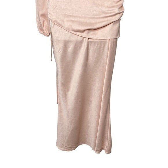 MISHA NEW Maryan One Shoulder Formal Cut Out Midi Dress in Rose Pink Size 6