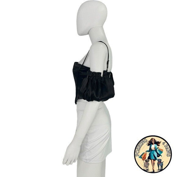 superdown Black Satin Off the Shoulder Phoebe Corset Top in Black Size Small