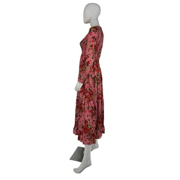 Tuckernuck NEW Pink Peony Meadows Libby Long Sleeve Maxi Dress Size XXS