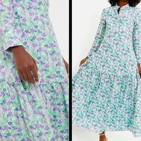 Hyacinth House NEW Aqua Bellflower Multi Floral Long Sleeve Maxi Dress Size XS