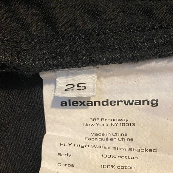 Alexander Wang NEW Fly High Waist Slim Stacked Jean in Washed Black Size 25