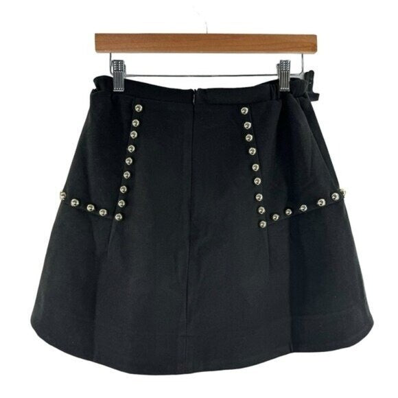 Tuckernuck NEW Gold Stud Mod Black A Line Equestrian Preppy Mini Skirt Size XS