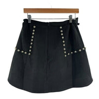 Tuckernuck NEW Gold Stud Mod Black A Line Equestrian Preppy Mini Skirt Size XS