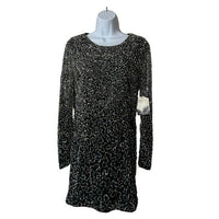 Retrofete NEW Nikki Sequins Long Sleeve Black Cocktail Party Mini Dress Size L