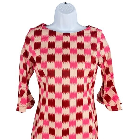 Autumn Adeigbo NEW Rose Lenore Pink Check Half Sleeve Cocktail Mini Dress Size 0