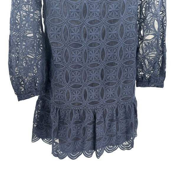Tuckernuck NEW Navy Organza Lace Formal Palmerston Long Sleeve Mini Dress XS