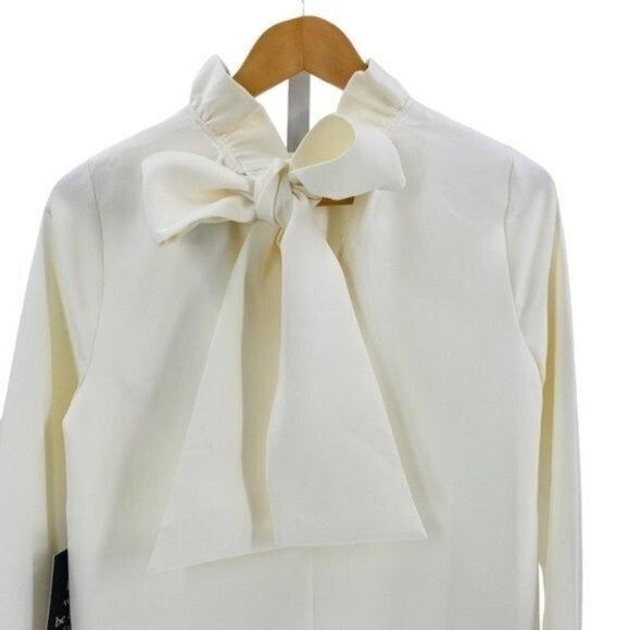 Tuckernuck | NEW Ivory Daphne Preppy Bow Tie 3/4 Sleeve Mini Dress Size XXS