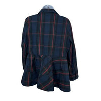 Pomander Place NEW Fraser Navy Plaid Ashlen Long Sleeve Blouse Top Size XL